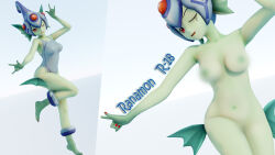 3d digimon digimon_(creature) digimon_frontier fins head_fins helmet highres monster_girl nail_polish ranamon