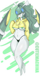 black_panties celesteela cutiemachina gen_7_pokemon hood hoodie monster_girl nintendo nipple_slip nipples panties pokemon ponytail thong ultra_beast underwear
