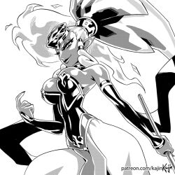 1girl beckoning breasts bridal_gauntlets choker come_hither cowboy_shot eyeshadow fingernails forehead_jewel greyscale index_finger_raised kajin_(kajinman) large_breasts long_fingernails long_hair looking_at_viewer makeup monochrome nintendo pointy_ears smile solo the_legend_of_zelda the_legend_of_zelda:_ocarina_of_time twinrova twintails wand white_background
