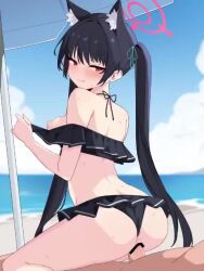 1boy 1girl animal_ear_fluff animal_ears animated ass ayana_maria bar_censor beach beach_umbrella blue_archive blue_hair blue_sky blush breasts cat_ears censored clothing_aside cloud hairdressing halo hetero kumasteam live2d long_hair medium_breasts nipples off_shoulder outdoors paid_reward_available penis public_indecency pussy red_eyes reverse_cowgirl_position serika_(blue_archive) serika_(swimsuit)_(blue_archive) sex sex_from_behind sky sound straddling sweat swimsuit swimsuit_aside thighs twintails umbrella vaginal very_long_hair video