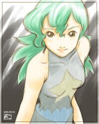 1girl 2008 aged_down ako bare_shoulders brown_eyes green_eyes jenny_(pokemon) lipgloss looking_at_viewer marble_(pokemon) nintendo pokemon pokemon_(anime) pokemon_dp059 pokemon_dppt_(anime) spandex star_(symbol) star_print