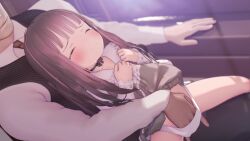 1boy 1girl 3d age_difference animated arms_up blush breasts brown_eyes brown_hair censored clenched_teeth closed_eyes collar custom_udon female_ejaculation female_orgasm fingering hetero highres indoors interior loli long_hair lying moaning mosaic_censoring navel nipples nude orgasm original panties penis pussy pussy_juice sex sitting size_difference small_breasts sound spread_legs tagme tears teeth underwear vaginal video