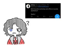 1other black_hair blue_eyes collared_shirt curly_hair heterochromia looking_to_the_side necktie parted_lips project_moon red_necktie sasha_(project_moon) scar scar_across_eye scar_on_face shirt simple_background white_background white_eyes white_shirt wonderlab yongsa_(ishmaelenjoyer)