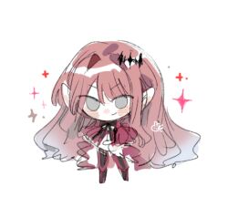 1girl baobhan_sith_(fate) baobhan_sith_(first_ascension)_(fate) fate/grand_order fate_(series) grey_eyes hair_between_eyes long_hair looking_at_viewer okchun pink_hair pointy_ears smile solo standing