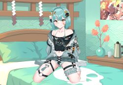 Rule 34 | 1girl, absurdres, asymmetrical legwear, bandaid, bandaid on face, bed, bed sheet, belly, blush, bow, bra, bug, butterfly, closed mouth, commission, hair bow, hair ornament, hair ribbon, hairclip, highres, inami yoki, indie virtual youtuber, indoors, insect, jacket, kiniro tofu, looking at viewer, navel, on bed, panties, pillow, ribbon, shirt, short hair, skull, smile, socks, solo, sriped panties, striped bra, striped clothes, thick eyebrows, torn clothes, torn shirt, underwear, virtual youtuber