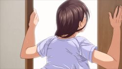 1boy 1girl 2025 20s animated animated_gif ass blush breasts cheating_(relationship) dark-skinned_male dark_skin door huge_ass huge_breasts mature_female ponytail queen_bee saimin_musume_to_tennen_mama sex shirt stealth_sex sweat sweatdrop tagme thick_thighs thighs yuko_era
