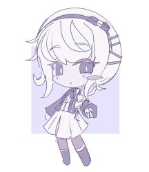 1girl chibi female_focus highres kirifuji_nozomi limited_palette long_hair looking_at_viewer pleated_skirt purple_eyes simple_background skirt solo solo_focus the_hundred_line_-last_defense_academy- white_background white_hair white_skirt