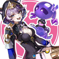 ! !! absurdres animal_ears animal_hood asid_(acidbranch) black_gloves black_leotard blue_eyes breasts cat_ears cat_girl cat_hood chinese_commentary cipher_(honkai:_star_rail) cleavage coin commentary_request fingerless_gloves gloves gold_coin grey_hair highres holding holding_coin honkai:_star_rail honkai_(series) hood hooded_leotard leotard looking_at_viewer medium_breasts mole mole_on_breast open_mouth short_hair_with_long_locks spirithief_bartholos_(honkai:_star_rail)