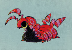 antennae black_eyes bug centipede colored_sclera f_(f_sfka) gen_5_pokemon nintendo no_humans pokemon pokemon_(creature) pokemon_focus scolipede sketch very_big_eyes yellow_sclera