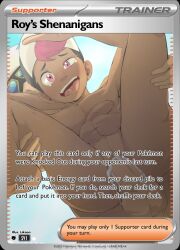 2boys age_difference anal armpits completely_nude cum cum_in_ass dark-skinned_male dark_skin friede_(pokemon) goggles goggles_on_head hat highres likaon male_focus multiple_boys nintendo nude pectorals penis pink_eyes pink_hair pokemon pokemon_(anime) pokemon_horizons pokemon_tcg reverse_suspended_congress roy_(pokemon) sex sex_from_behind short_hair shota tearing_up testicles tongue tongue_out white_hair yaoi