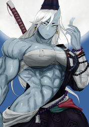 1girl highres muscular muscular_female oni original sabas_caelus tagme warrior