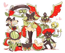 aegislash alternate_color applin black_eyes diviously extra_mouth food forehead_jewel fruit gen_3_pokemon gen_4_pokemon gen_5_pokemon gen_6_pokemon gen_7_pokemon gen_8_pokemon highres legendary_pokemon mask mawile meowscarada nintendo open_mouth oricorio palestine pokemon pokemon_(creature) pumpkaboo red_eyes sigilyph smile spheal teeth uxie watermelon weavile wings yellow_eyes