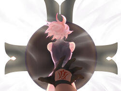 Rule 34 | 1girl, 1other, black gloves, black leotard, command spell, commentary request, fate/grand order, fate (series), gloves, holding, holding shield, leotard, mash kyrielight, mash kyrielight (demi-servant), pink hair, pov, pov hands, reaching, shiba44469, shield, solomon (singularity) (fate/grand order)