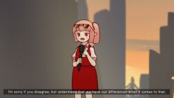 Rule 34 | 1girl, blonde hair, collared shirt, commentary, english text, eyewear on head, flandre scarlet, highres, holding, holding microphone, mary janes, microphone, one side up, pointy ears, puffy short sleeves, puffy sleeves, red eyes, red skirt, red vest, shirt, shoes, short hair, short sleeves, silhouette, skirt, socks, stage, stage lights, stool, symbol-only commentary, touhou, vest, white shirt, wings, yoruny