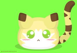 1other blush digimon digimon_(creature) green_background green_eyes meicoomon_baby other_focus simple_background solo tail