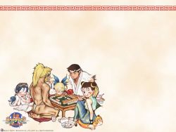 Rule 34 | 1990s (style), 2boys, 3girls, :d, :p, ;q, ahoge, aine, ass, atlus, back, bare legs, bare shoulders, barefoot, bengus, blonde hair, blue eyes, blue hair, blush, board game, book, bow, breasts, brown eyes, brown hair, capcom, capcom &amp; psikyo all stars, china dress, chinese clothes, chopsticks, chun-li, cleavage, closed eyes, collar, concentrating, crop top, crossover, detached sleeves, dishes, double bun, dress, eating, everyone, eyebrows, eyepatch, feet, fingerless gloves, food, from behind, frown, fundoshi, game, gloves, goggles, goggles on head, gunbird, hair bow, hair bun, hair ornament, hair ribbon, happy, head rest, headband, huge breasts, japanese clothes, jewelry, kimono, large breasts, long hair, looking back, lying, magatama, mahjong, marion, miko, multiple boys, multiple girls, muscular, necklace, no bra, official art, official wallpaper, on side, one eye closed, open book, open clothes, open mouth, open shirt, pillow, plate, playing, playing games, pom pom (cheerleading), pomupomu, ponytail, psikyo, rabbit, reading, retro artstyle, ribbon, ryu (street fighter), seiza, sengoku ace, sengoku ace episode ii, sengoku blade, sengoku cannon, shirt, short hair, sideburns, sitting, skirt, sleeveless, sleeveless shirt, smile, soles, street fighter, street fighter i, street fighter ii (series), street fighter zero (series), street fighter zero i, striped, table, taisen net gimmick, tea, teapot, tengai, tiger, togashi koyori, tongue, tongue out, topless male, torn clothes, twintails, wink, witch