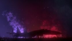 1girl absurdres aircraft airplane animal_ears cat_ears fighter_jet highres kotash military military_vehicle night night_sky original outdoors sky star_(sky) starry_sky su-35 su-35s