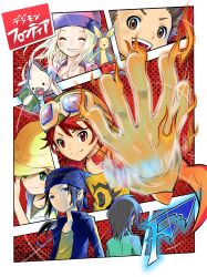 Rule 34 | blonde hair, bokomon, closed eyes, digimon, hat, highres, himi tomoki, jacket, kanbara takuya, kimura kouichi, long hair, minamoto kouji, naoki akamine, neamon, orimoto izumi, shibayama junpei, smile