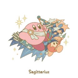 Rule 34 | :o, arrow (projectile), artist request, bandana, bandana waddle dee, blue bandana, blush, blush stickers, bow (weapon), holding, holding bow (weapon), holding polearm, holding weapon, kirby, kirby (series), nintendo, official art, open mouth, polearm, quiver, sagittarius (zodiac), sash, second-party source, spear, star (symbol), transparent background, weapon, white sash, zodiac