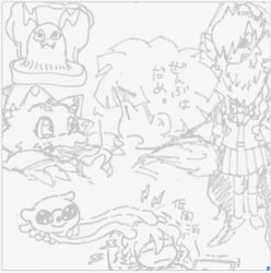Rule 34 | 1girl, 2boys, amanokawa hiro, angoramon, digimon, digimon (creature), digimon ghost game, dinosaur, gammamon, higashimitarai kiyoshiro, highres, jellymon, kimoppo (kmzk), long hair, monochrome, multiple boys, rabbit, shakomon, short hair, tentacles, triceratops, tsukiyono ruli