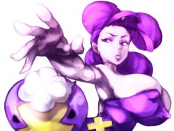 1girl armpits breasts creatures_(company) drifloon fantina_(pokemon) foreshortening game_freak gen_4_pokemon gym_leader huge_breasts mizubaki nintendo pokemon pokemon_(creature) purple_hair quad_tails