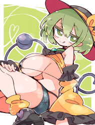 1girl bikini breasts green_hair highres komeiji_koishi large_breasts massakasama micro_bikini solo string_bikini swimsuit touhou