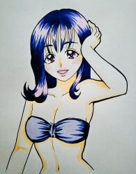 bikini black_hair breasts cleavage ichikawa_sumino kwai_chi medium_breasts no.1_sentai_gozyuger purple_eyes super_sentai swimsuit