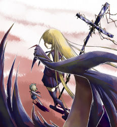 00s amane_takashi chachazero cross evangeline_a.k._mcdowell knife mahou_sensei_negima! thighhighs vampire zettai_ryouiki