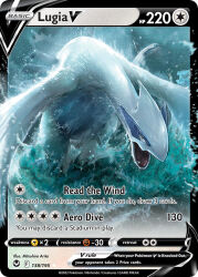 animal_focus arita_mitsuhiro artist_name card_(medium) character_name company_name copyright_name copyright_notice english_text gen_2_pokemon legendary_pokemon lugia nintendo no_humans official_art open_mouth pokemon pokemon_(creature) pokemon_card pokemon_focus pokemon_tcg third-party_source trading_card v-shaped_eyes water