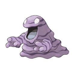 Rule 34 | blob, full body, gen 1 pokemon, grimer, nintendo, no humans, official art, open mouth, pokemon, pokemon (creature), pokemon focus, pokemon frlg, simple background, smile, solo, sugimori ken, third-party source, tongue, white background