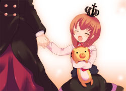 00s :d brown_hair crown closed_eyes holding_hands happy kurohara_yuu open_mouth sakutarou_(umineko) skirt smile umineko_no_naku_koro_ni ushiromiya_maria ushiromiya_rosa