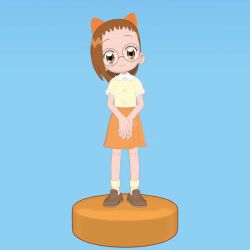 1girl 3d animated animated_gif brown_eyes brown_hair fujiwara_hazuki glasses ojamajo_doremi snowkai_(artist)