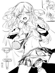 2girls bang_dream! bang_dream!_it&#039;s_mygo!!!!! blush chinese_commentary closed_eyes closed_mouth clothes_lift commentary_request fingering hair_ornament hairclip highres long_hair long_sleeves multiple_girls nagasaki_soyo open_mouth pleated_skirt saliva school_uniform shirt_lift skirt smile strangling tsukinomori_school_uniform wakaba_mutsumi yuan_shuang yuri