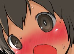 Rule 34 | blush, brown eyes, brown hair, close-up, open mouth, original, short hair, sweat, trembling, umekko