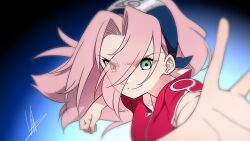 1girl green_eyes haruno_sakura highres ibispaint_(medium) naruto_(classic) naruto_(series) ninja pink_hair yas_(yosiyasuyasu)