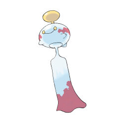 chimecho closed_mouth full_body gen_3_pokemon nintendo no_humans official_art pokemon pokemon_(creature) pokemon_focus pokemon_rse simple_background smile solo sugimori_ken third-party_source white_background yellow_eyes