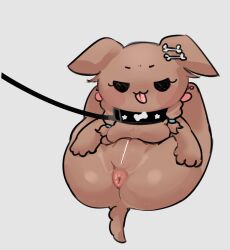 animal animal_collar animalization anus arrivedcold brown_fur collar dog furry furry_female highres hololive inugami_korone inugami_korone_(dog) leash legs_up pussy tongue tongue_out virtual_youtuber