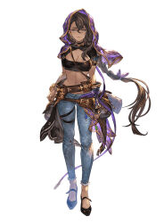 1girl dark-skinned_female dark_skin granblue_fantasy minaba_hideo official_art pants smile tabina_(granblue_fantasy) tagme