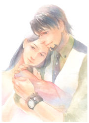 Rule 34 | 10s, 1boy, 914kana, aged down, baby, bad id, bad pixiv id, black eyes, black hair, black necktie, blouse, facial hair, green shirt, half-closed eyes, kaburagi kaede, kaburagi t. kotetsu, kaburagi tomoe, leaning on person, leaning to the side, long hair, necktie, shirt, side ponytail, simple background, sleeves rolled up, stubble, tiger &amp; bunny, vest, waistcoat, white background
