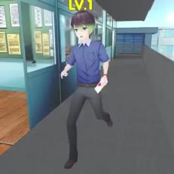 1boy 2girls 3d adjusting_hair animated dragging embarrassed english_text glasses letter level_up love_letter lowres mature_female multiple_girls running school school_uniform speech_bubble tagme teacher teacher_and_student video