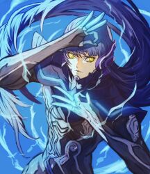 Rule 34 | blue hair, highres, long hair, nahobino, protagonist (smtv), shin megami tensei, shin megami tensei v, very long hair, yellow eyes