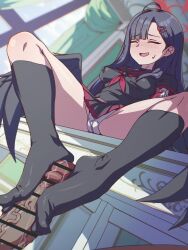 1girl absurdres animated bar_censor barefoot black_hair black_serafuku black_skirt black_socks black_wings blue_archive blue_eyes blush cameltoe censored closed_eyes cum ejaculation erection feet footjob funen_gomi_m glansjob hair_ornament hairclip half-closed_eyes highres ichika_(blue_archive) long_hair open_mouth panties pantyshot penis pleated_skirt post_orgasm_torture precum school_uniform serafuku skirt smile sock_on_penis sockjob socks toes two-footed_footjob underwear unworn_socks veins veiny_penis video white_panties wings