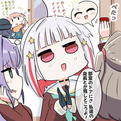 5girls :d ^_^ aqua_neckerchief black_choker black_gloves blue_hair blue_ribbon blush bob_cut brown_dress brown_hair choker closed_eyes colored_inner_hair crossed_bangs diagonal_bangs dress flying_sweatdrops fujishima_megumi gloves green_eyes hair_ornament hair_ribbon half_gloves hasu_no_sora_school_uniform hinoshita_kaho inverted_bob jitome link!_like!_love_live! long_hair long_sleeves love_live! low_twintails medium_hair multicolored_hair multiple_girls murano_sayaka navyblue_konjac neckerchief o-ring o-ring_choker official_alternate_costume open_mouth orange_hair otomune_kozue purple_hair rabbit_hair_ornament red_eyes red_hair ribbon sailor_collar sailor_dress school_uniform short_hair sidelocks smile speech_bubble spoken_expression star_(symbol) star_hair_ornament streaked_hair thought_bubble translation_request twintails two_side_up virtual_youtuber white_hair white_sailor_collar winter_uniform yugiri_tsuzuri |_|