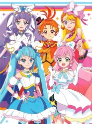 1boy 2023 4girls absurdres cure_butterfly cure_majesty cure_prism cure_sky cure_wing ellee-chan highres hijiri_ageha hirogaru_sky!_precure magical_girl multiple_girls nail_polish nijigaoka_mashiro official_art precure sora_harewataru yuunagi_tsubasa