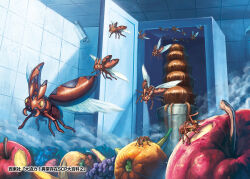 absurdres apple banana bug chocolate_fountain creature door food fruit grapes highres indoors open_door pumpkin apple robuja scp_foundation security_camera