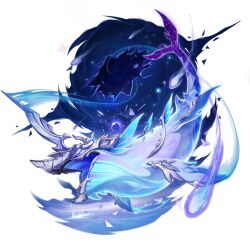 Rule 34 | all-devouring narwhal (genshin impact), artist request, comet, energy, genshin impact, horns, narwhal, no humans, official art, open mouth, portal (object), shards, single horn, solo, space, sparkle, star (sky), third-party source, transparent background