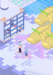 Rule 34 | 2girls, 5boys, bananawani (one piece), black hair, blonde hair, blue hair, chibi, crocodile, crocodilian, gameplay mechanics, health bar, highres, isometric, long nose, lv5plant, monkey d. luffy, multiple boys, multiple girls, nami (one piece), nami (one piece) (alabasta), nefertari vivi, nose picking, one piece, orange hair, ponytail, roronoa zoro, sanji (one piece), sleeping, smoker (one piece), usopp, weapon, weapon on back, white hair