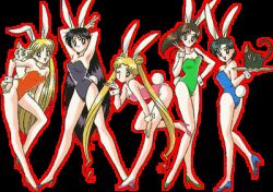 5girls aino_minako animal_costume artemis_(sailor_moon) bishoujo_senshi_sailor_moon hino_rei kino_makoto luna_(sailor_moon) mizuno_ami multiple_girls rabbit_costume rabbit_ears rabbit_tail tsukino_usagi