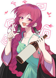 1girl absurdres blush bocchi_the_rock! braid collarbone commentary earrings fang hanafuda_earrings heart highres hiroi_kikuri ingyanggang jewelry korean_commentary long_hair open_mouth red_hair solo