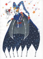 crown digimon digimon_(creature) fakemon hat jester jester_cap mask original simple_background solo star_(symbol) white_background